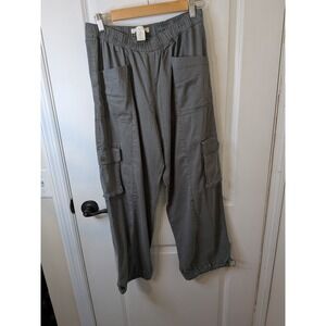 C&C California Womens Charcoal Grey Cargo Jogger Pants Bungee Hem Size Large